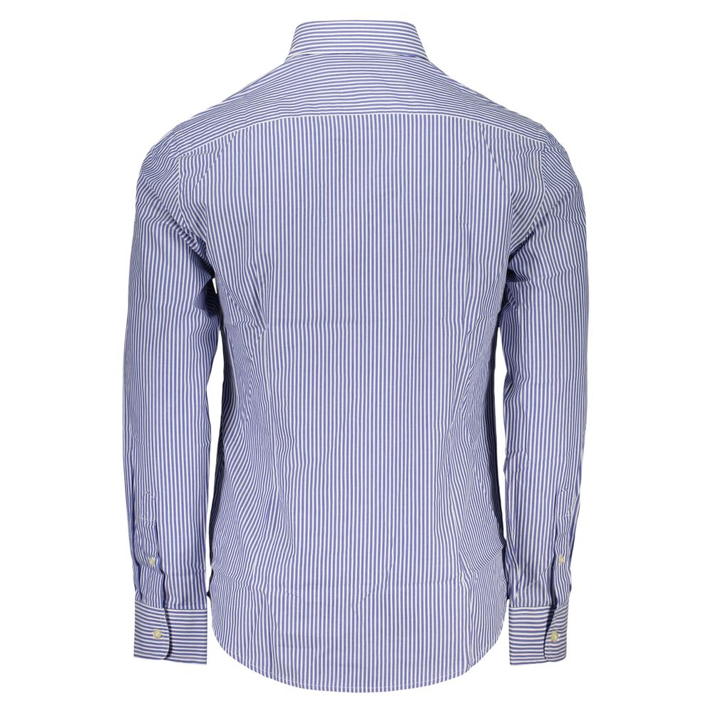 Shirt by U.S. Grand Polo for men in cotton blue, patterned & striped, featuring a nuanced and nuanced for a sophisticated finish.