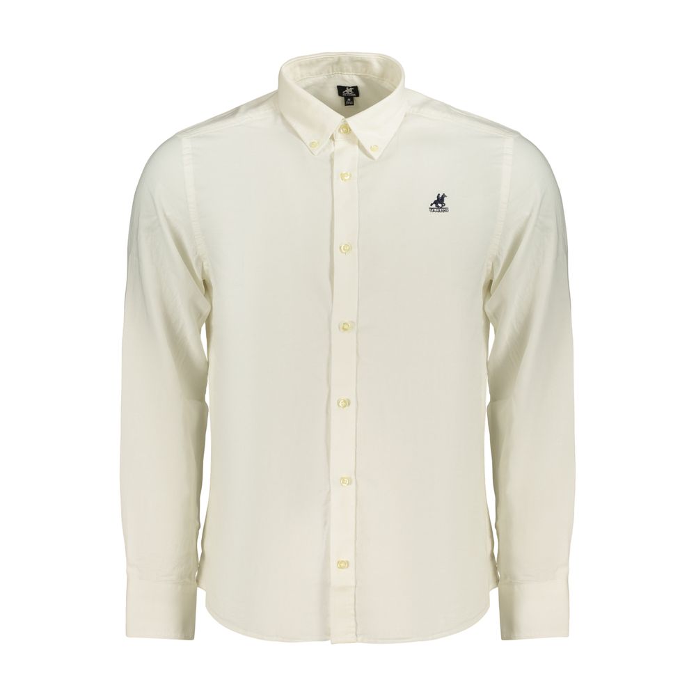 Dress Shirt by U.S. Grand Polo for men in cotton white features an architectural silhouette with a refined and elegant button-down-collar neckline for a architectural look.