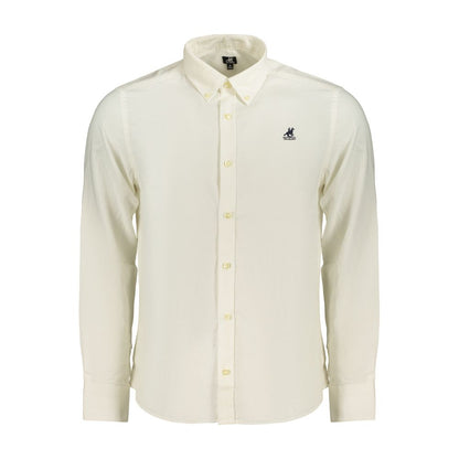Dress Shirt by U.S. Grand Polo for men in cotton white features an architectural silhouette with a refined and elegant button-down-collar neckline for a architectural look.