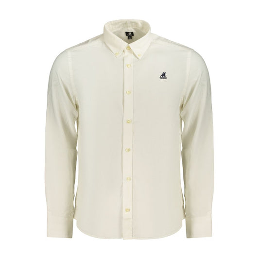 Dress Shirt by U.S. Grand Polo for men in cotton white features an architectural silhouette with a refined and elegant button-down-collar neckline for a architectural look.