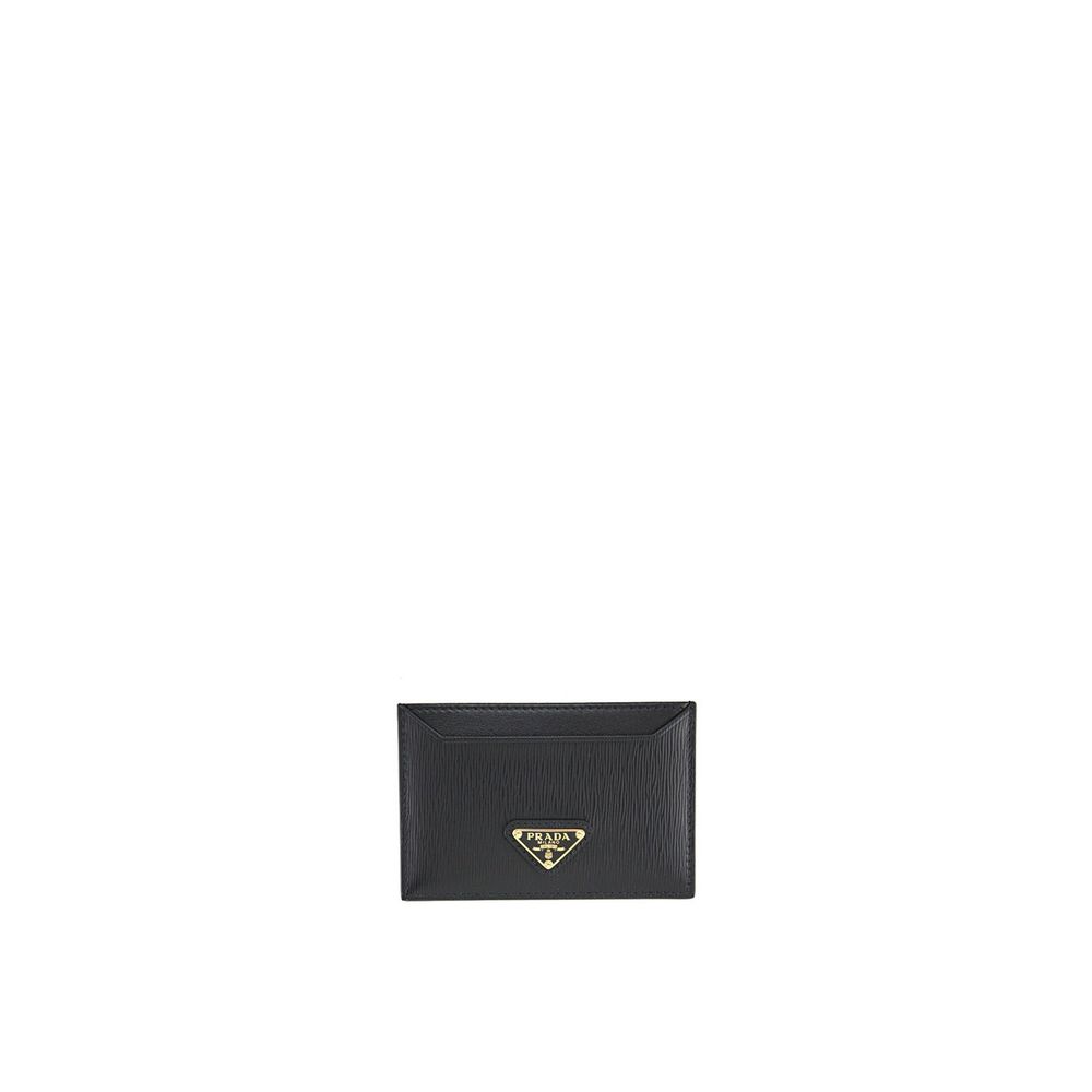 Cardholder Card Case by Prada for women in calfskin leather black features a refined silhouette, showcasing the elegant lines of the Calfskin Leather Cardholder Card Case alongside premium card-organization for a refined finish.