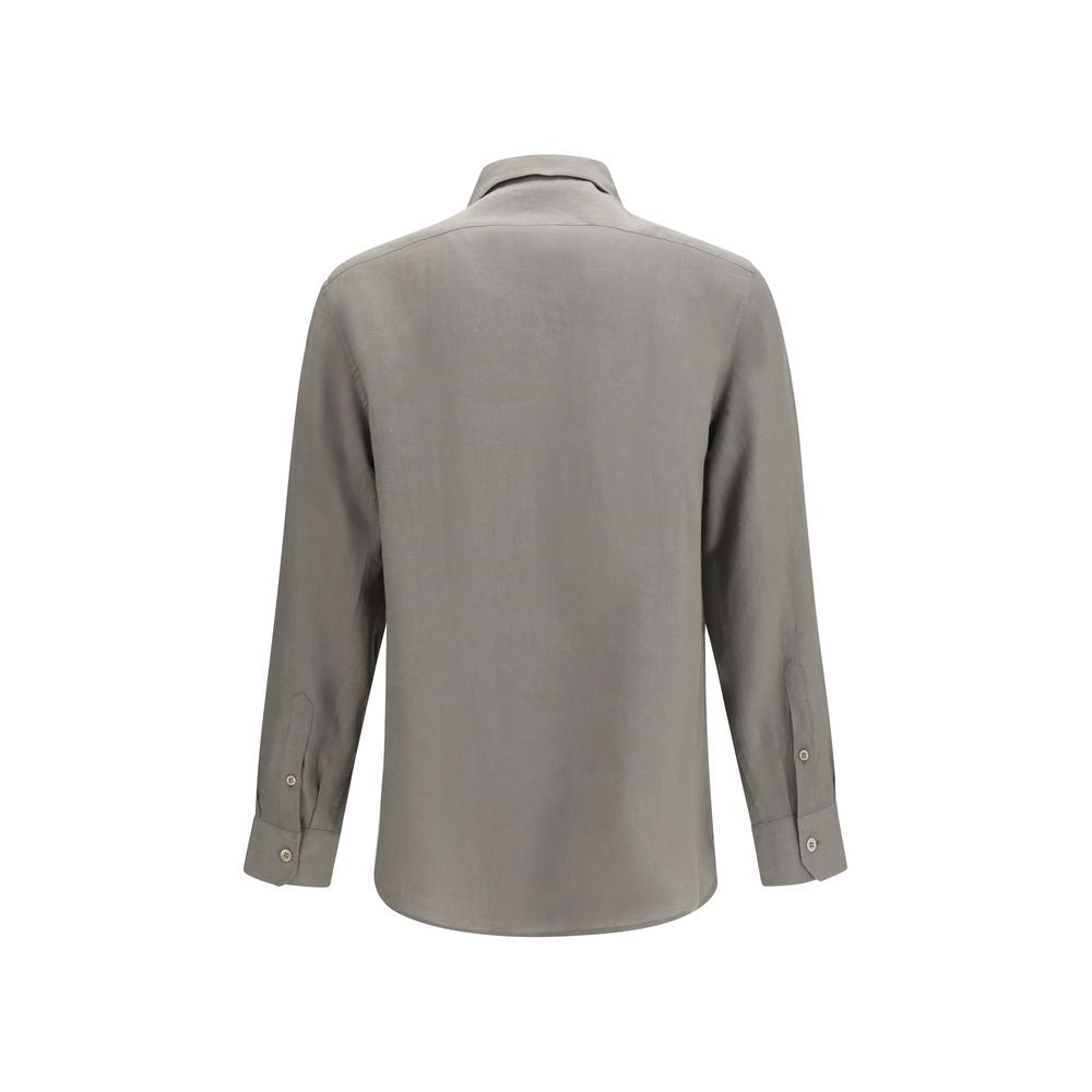 Dress Shirt by Brunello Cucinelli for men in linen bicolour & pearl presents a discerning silhouette, showcasing a sophisticated and for a truly discerning finish.