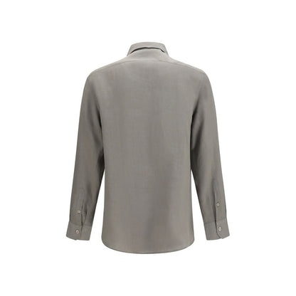 Dress Shirt by Brunello Cucinelli for men in linen bicolour & pearl presents a discerning silhouette, showcasing a sophisticated and for a truly discerning finish.
