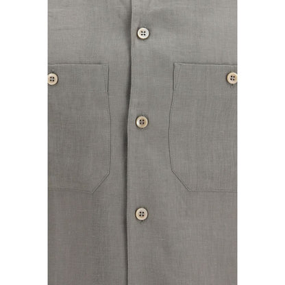 Dress Shirt by Brunello Cucinelli for men in linen bicolour & pearl presents a discerning silhouette, showcasing a sophisticated and for a truly discerning finish.