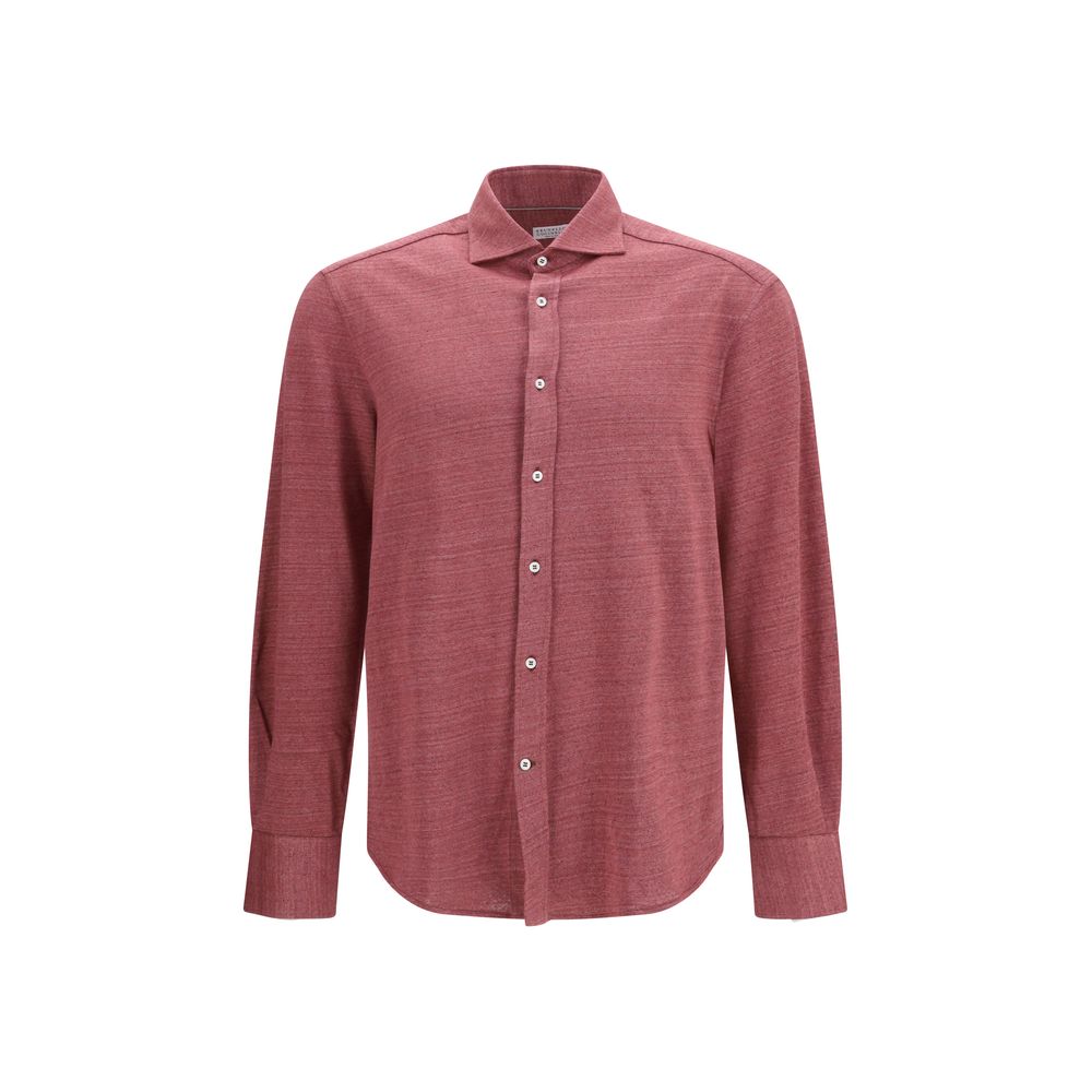 Shirt by Brunello Cucinelli for men in linen & cotton multicolor showcases a sleek silhouette, elegantly detailed with a sleek and long-sleeve for a sleek finish.