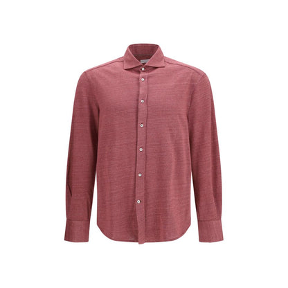 Shirt by Brunello Cucinelli for men in linen & cotton multicolor showcases a sleek silhouette, elegantly detailed with a sleek and long-sleeve for a sleek finish.