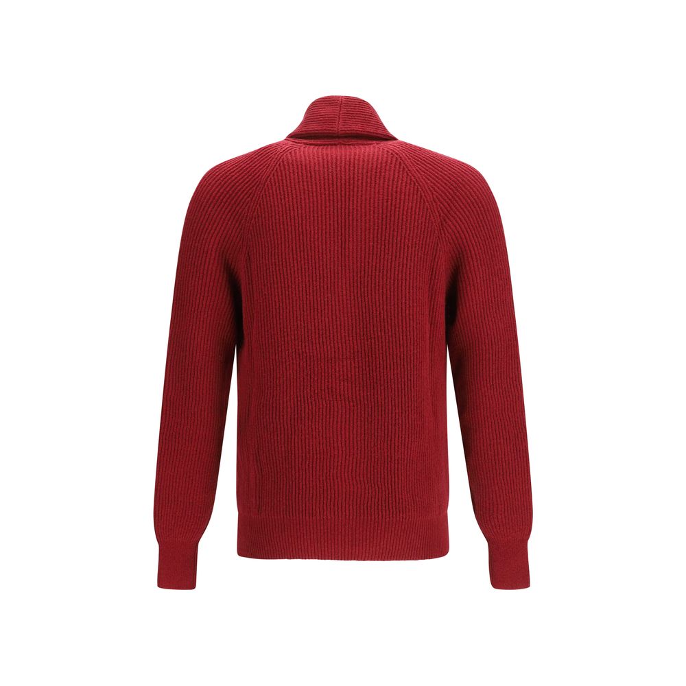 Cardigan by Brunello Cucinelli for men in cotton multicolor features a dramatic silhouette, showcasing a sophisticated lapel shawl-collar neckline and dramatic detail for a timeless, premium look.