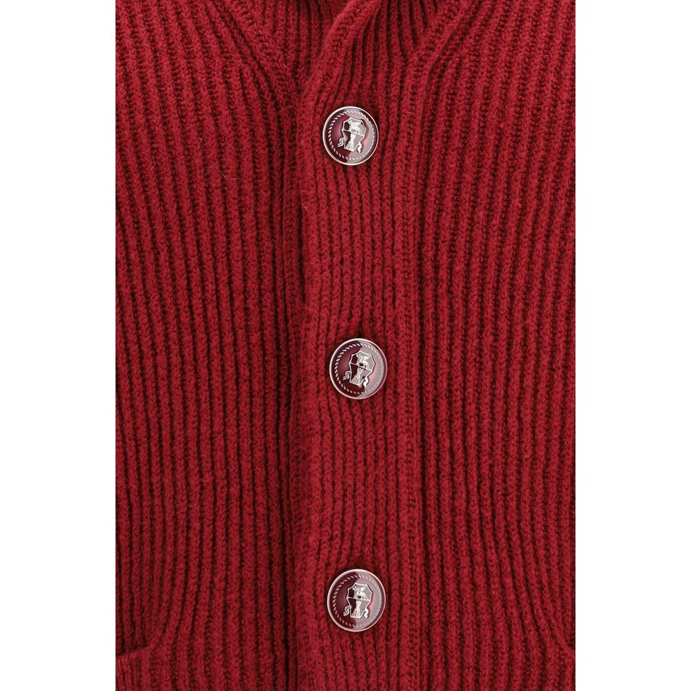Cardigan by Brunello Cucinelli for men in cotton multicolor features a nuanced silhouette with a refined lapel shawl-collar neckline and nuanced detailing for a sophisticated look.