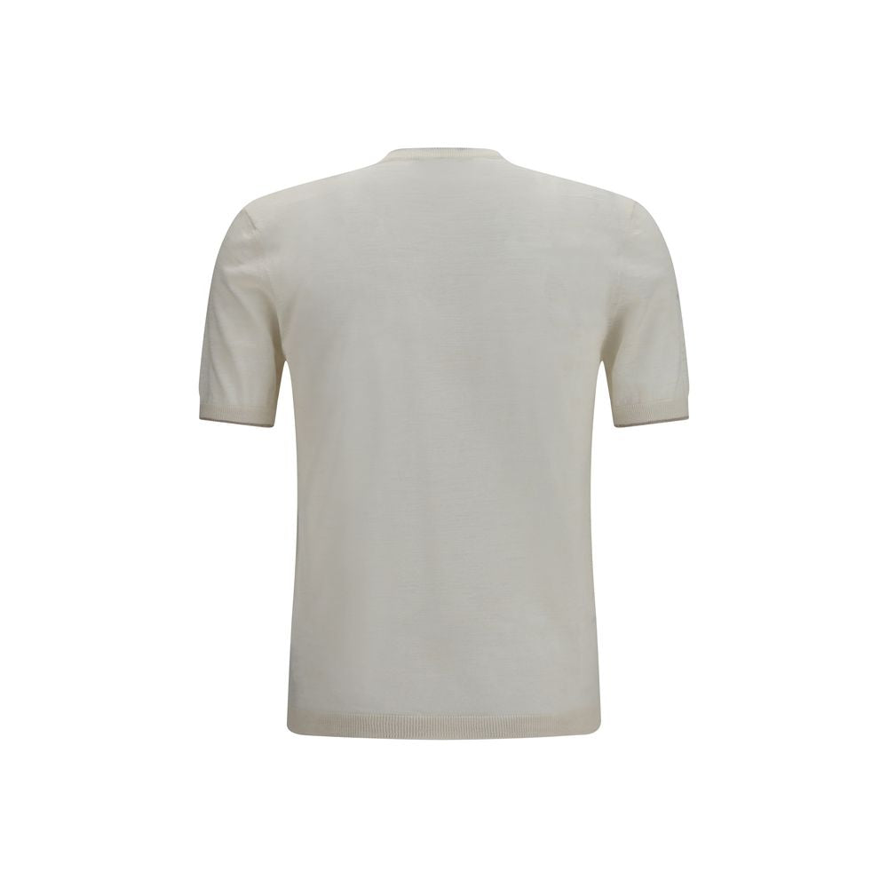 Shirt by Brooksfield for men in linen & polyester white showcases a sublime silhouette, artfully detailed with a sublime crew neckline and for a sophisticated, sublime finish.