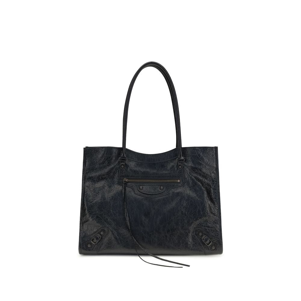 Small Crossbody Tote Shoulder Bag by Balenciaga for women in lambskin leather black features a effortless sophistication silhouette, secured by a zipper & magnetic with ample internal-pockets and versatile crossbody-strap, handle & adjustable-strap for a effortless sophistication finish.