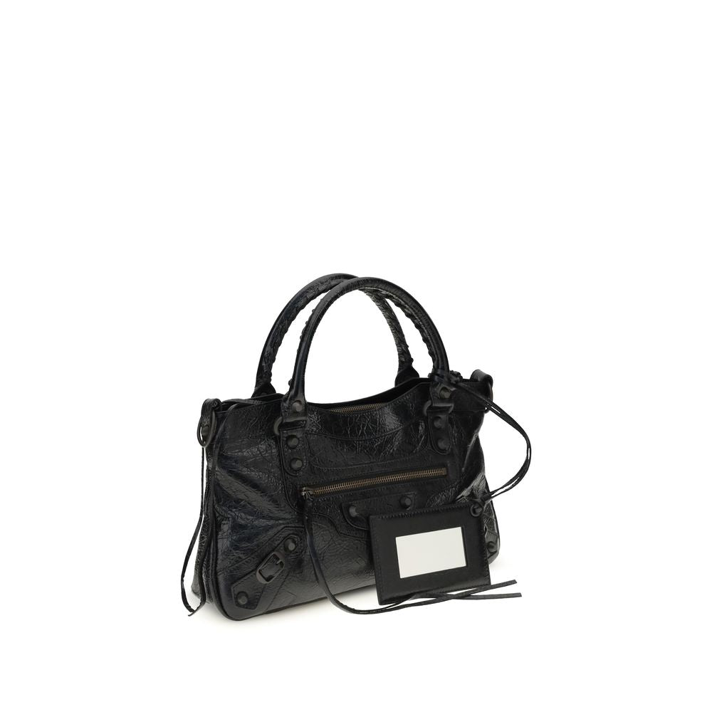 Balenciaga City First Leather Shoulder Bag - Black