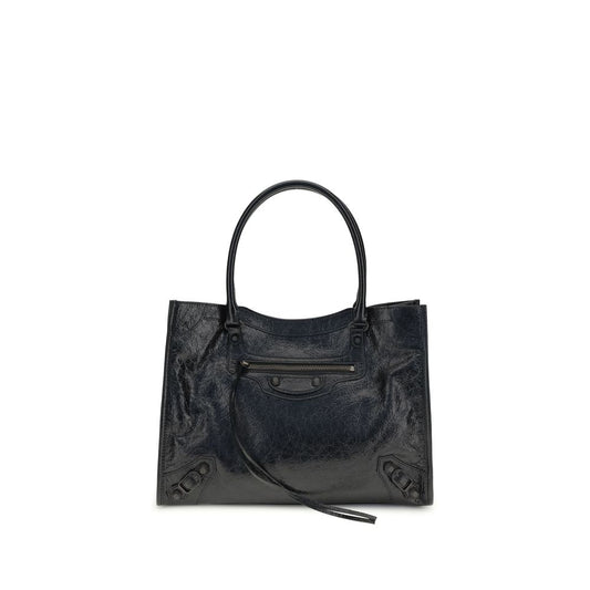 Small 2-in-1 Shoulder & Crossbody Tote Bag by Balenciaga for women in leather black features a effortless chic silhouette with a secure zipper & magnetic, ample internal-pockets, and versatile crossbody-strap, shoulder-strap, adjustable-strap & handle for a effortless chic finish.