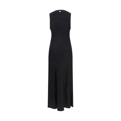 Dress by Ami Paris for women in satin viscose black features an cute silhouette, detailed with a and that elegantly flows into a cute long.
