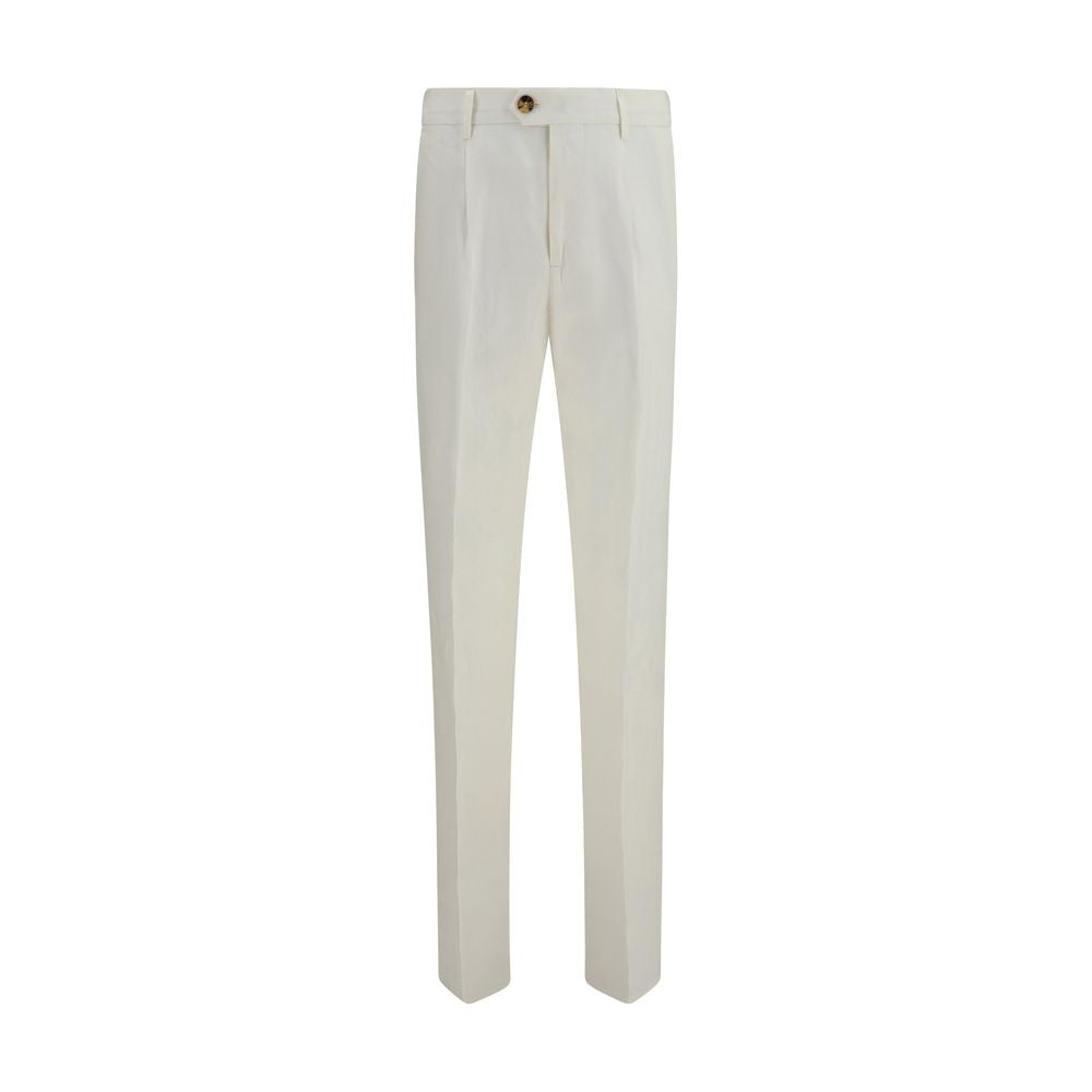Casual Pants by Brunello Cucinelli for men in linen white features a refined silhouette with a refined straight-leg & regular-fit, defined by a and a refined long for a refined finish.