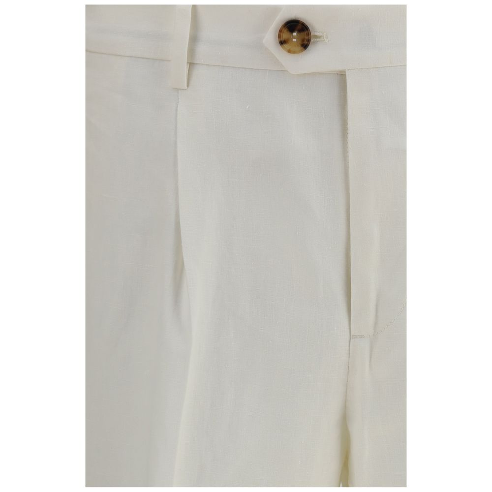 Casual Pants by Brunello Cucinelli for men in linen white presents a refined pantology silhouette, artfully defined by a refined pantology straight-leg & regular-fit, long, and a sophisticated .
