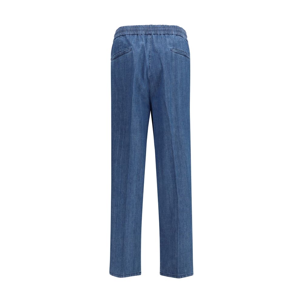 Casual Pants by Brunello Cucinelli for men in denim cotton blue presents a refined pantology silhouette, artfully defined by a refined pantology regular-fit, long, and a sophisticated .