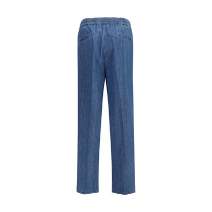 Casual Pants by Brunello Cucinelli for men in denim cotton blue presents a refined pantology silhouette, artfully defined by a refined pantology regular-fit, long, and a sophisticated .