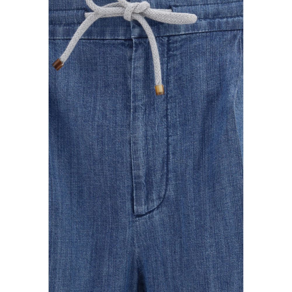 Casual Pants by Brunello Cucinelli for men in denim cotton blue features a refined silhouette with a refined regular-fit, defined by a and a refined long for a refined finish.