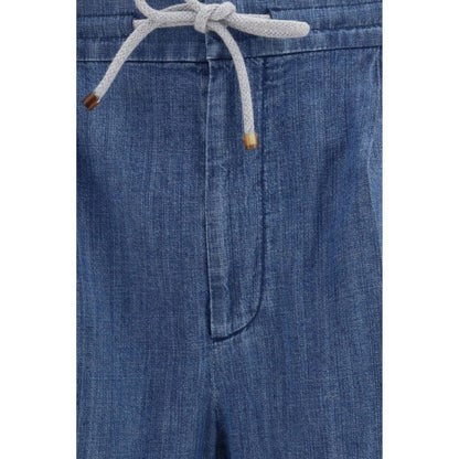 Casual Pants by Brunello Cucinelli for men in denim cotton blue features a refined silhouette with a refined regular-fit, defined by a and a refined long for a refined finish.