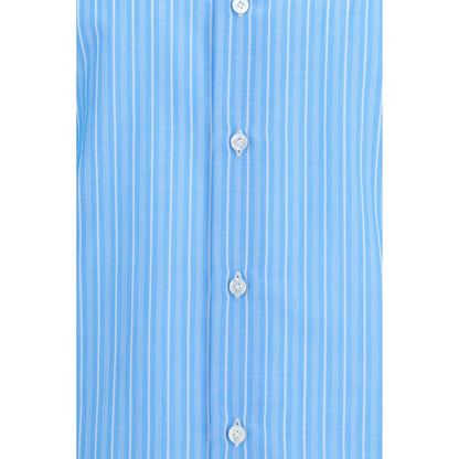 Shirt by Finamore for men in cotton blue, patterned & striped showcases a sublime silhouette, artfully detailed with a sublime and for a sophisticated, sublime finish.