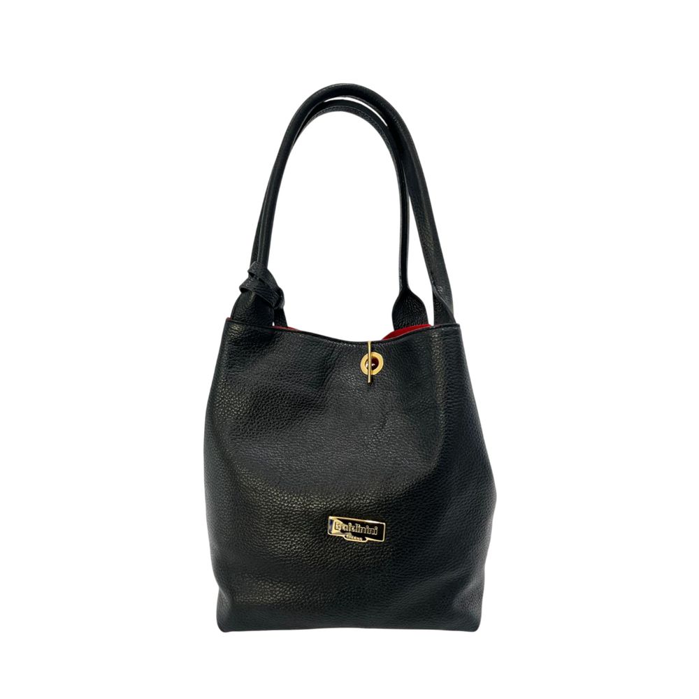 Shoulder Clutch Handbag by Baldinini Trend for women in metal black & gold features a sculptural silhouette with a secure , ample , and versatile shoulder-strap & handle for a sculptural finish.