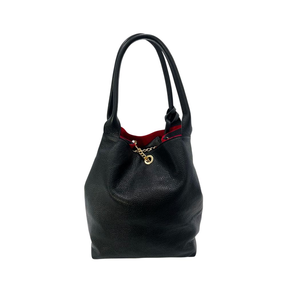 Shoulder Clutch Handbag by Baldinini Trend for women in metal black & gold showcases a sculptural silhouette, featuring a secure , ample , and versatile shoulder-strap & handle for a sculptural finish.