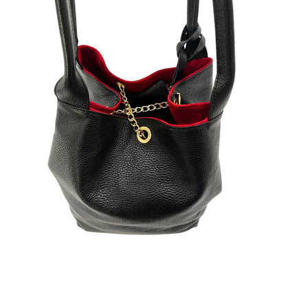 Shoulder Clutch Handbag by Baldinini Trend for women in metal black & gold features a sculptural silhouette with a secure , organized , and versatile shoulder-strap & handle for a sculptural finish.