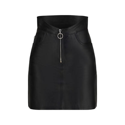 Skirt by Fiorucci for women in lamb leather black features a sublime silhouette, showcasing the sublime design of the Heart Women's High Rise Lamb Leather Mini Skirt in a sophisticated mini.