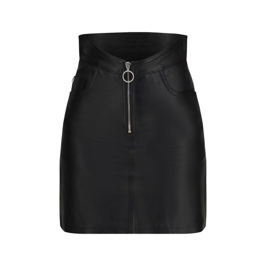 Skirt by Fiorucci for women in lamb leather black features a sublime silhouette, showcasing the sublime design of the Heart Women's High Rise Lamb Leather Mini Skirt in a sophisticated mini.