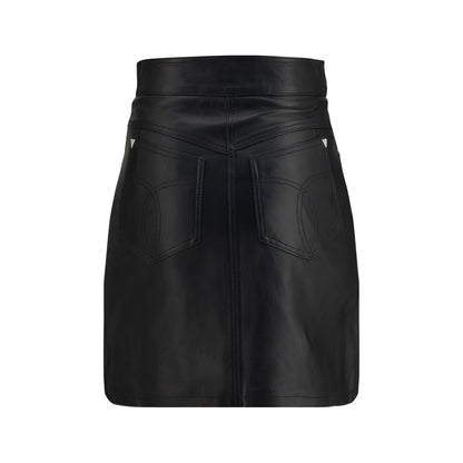 Skirt by Fiorucci for women in lamb leather black showcases a dramatic silhouette, artfully capturing the essence of the Heart Women's High Rise Lamb Leather Mini Skirt in a dramatic mini cut for a refined look.