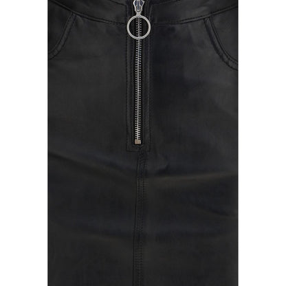 Skirt by Fiorucci for women in lamb leather black features a captivating silhouette, showcasing the captivating Heart Women's High Rise Lamb Leather Mini Skirt design with a sophisticated mini for a captivating look.