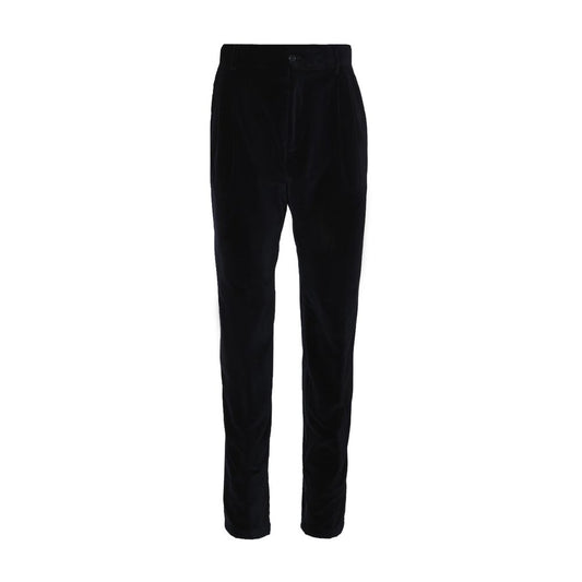 Casual Pants by Dolce & Gabbana for men in stretch cotton black features an refined tailoring silhouette, showcasing a premium with a high rise and long cut for a refined tailoring look.