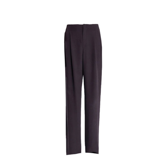 Trousers by Saint Laurent for men in silk brown features a tailored silhouette with a tailored straight, defined by its long and a sophisticated mid rise.