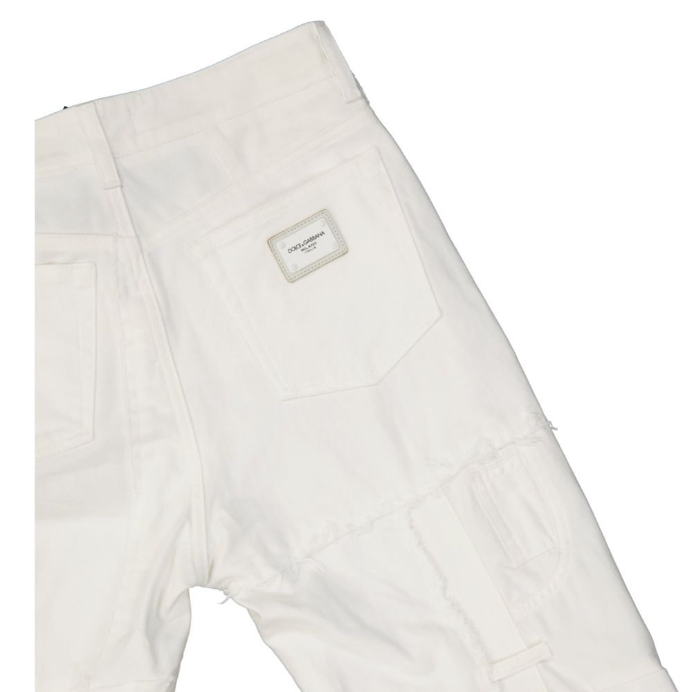 Dolce & Gabbana White Cotton Straight-Leg Jeans