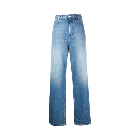 Jeans by Valentino Garavani for women in denim cotton blue presents a tailored silhouette, showcasing a tailored relaxed-fit and long cut with a refined for a truly tailored aesthetic.