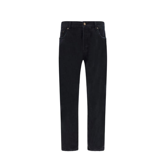 Saint Laurent Black Cotton Relaxed Fit Jeans