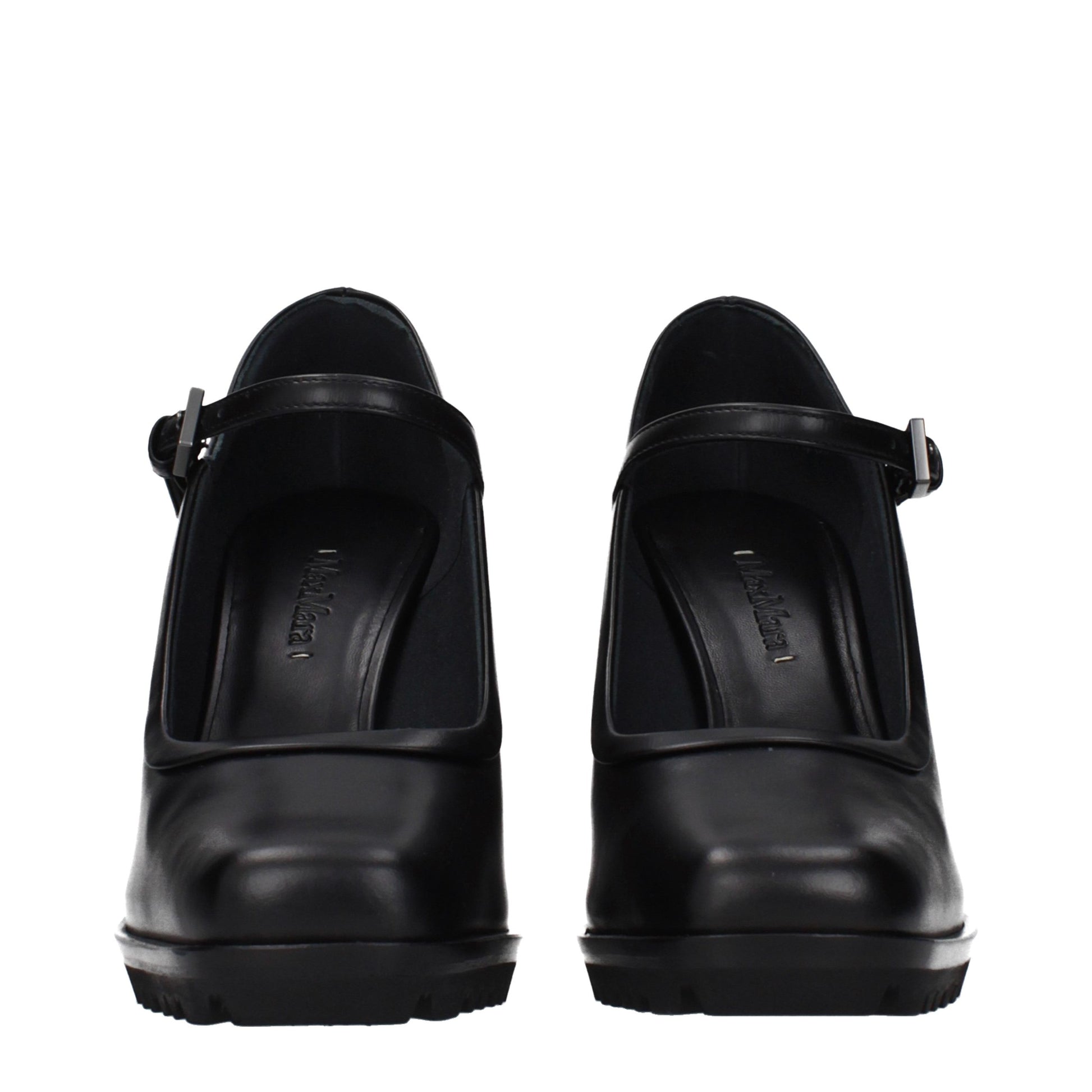 High-Heel Pumps Heels by Max Mara for women in leather black features an effortlessly chic silhouette from the Women's Leather High-Heel Pumps Heels collection, showcasing a high-heel and effortlessly chic for a effortlessly chic look.