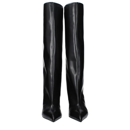 The Attico Women's Leather High-Heel Boots - Black