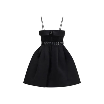 Dress by Ganni for women in polyester satin black features an sultry silhouette defined by a and , falling to an sultry short for a sultry look.