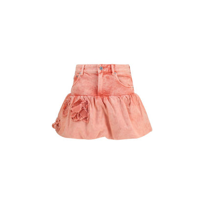 Skirt by Ganni for women in cotton denim multicolor showcases a dramatic silhouette, artfully capturing the essence of the Women's Denim Cotton Mini Skirt in a dramatic mini cut for a refined look.