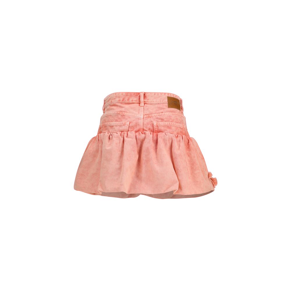 Skirt by Ganni for women in cotton denim multicolor features an relaxed-yet-refined silhouette that elegantly showcases the Women's Denim Cotton Mini Skirt design and sophisticated mini.