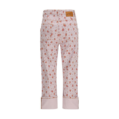Casual Pants by Ganni for women in stretch denim cotton multicolor, floral & print presents a refined pantology silhouette, artfully defined by a refined pantology flared, slim & capri, capri, and a sophisticated high rise.