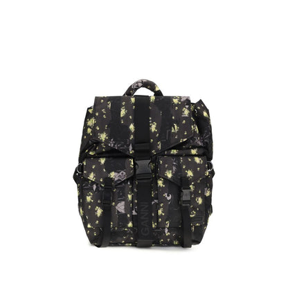 Backpack by Ganni for women in viscose linen lurex & nylon multicolor & print features a fashionable silhouette, showcasing the Re Tech Viscose Linen Lurex & Nylon Backpack design with a secure buckle, ample external-pockets, and versatile handle, backpack-strap & adjustable-strap.
