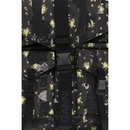Backpack by Ganni for women in viscose linen lurex & nylon multicolor & print features a utilitarian chic Re Tech Viscose Linen Lurex & Nylon Backpack design with a secure buckle, ample external-pockets, and versatile handle, backpack-strap & adjustable-strap for a utilitarian chic finish.