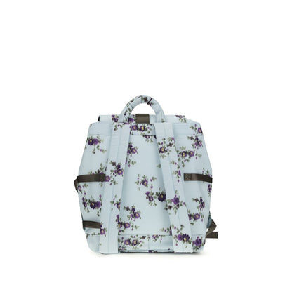 Backpack by Ganni for women in nylon & polyester blue, patterned, floral & print showcases an architectural Re Tech Nylon & Polyester Backpack design, featuring a secure buckle, ample external-pockets, and architectural handle, backpack-strap & adjustable-strap for a sophisticated look.