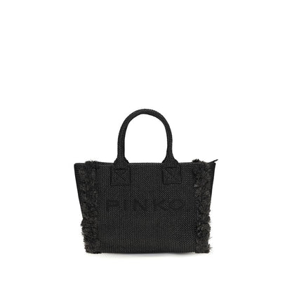 PINKO Polyurethane Cotton Medium Shoulder Beach Tote Bag - Black