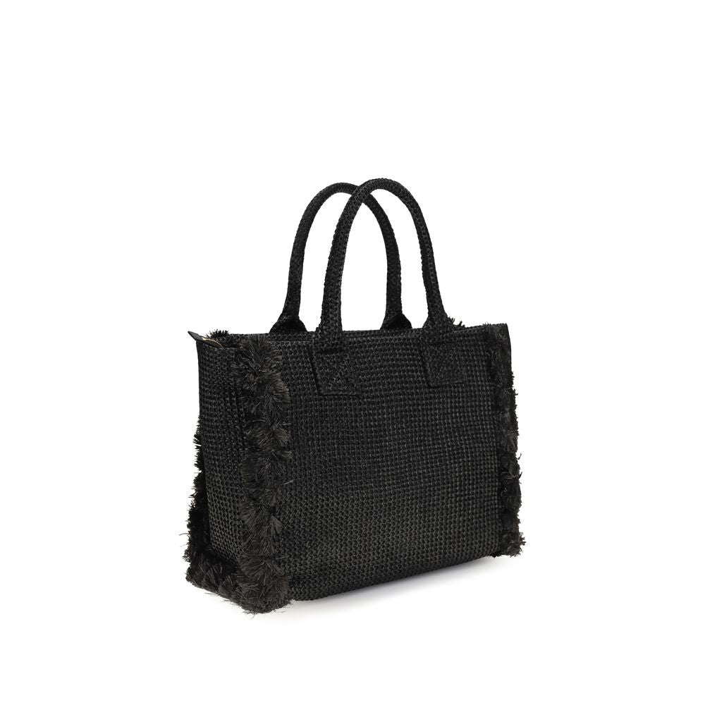 PINKO Polyurethane Cotton Medium Shoulder Beach Tote Bag - Black