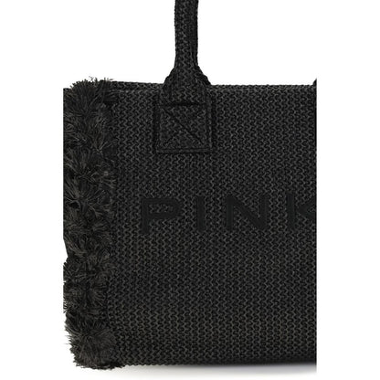 PINKO Polyurethane Cotton Medium Shoulder Beach Tote Bag - Black