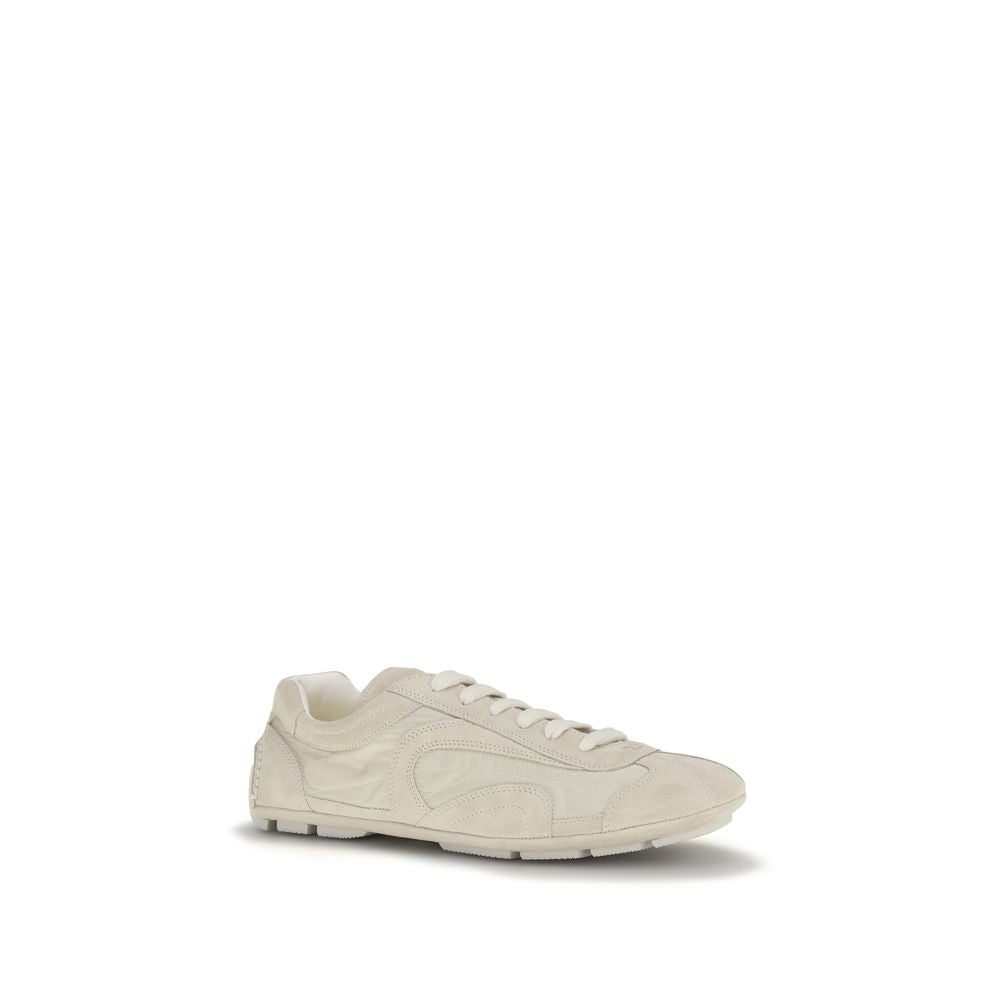 Sneakers by Prada for men in nylon polyamide & bos taurus suede calf leather beige & print presents a on trend silhouette from the Men's Fashion Nylon Polyamide & Bos Taurus Suede Calf Leather Sneakers collection, showcasing a on trend fashion style for an elevated aesthetic.