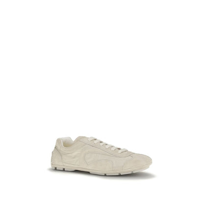 Sneakers by Prada for men in nylon polyamide & bos taurus suede calf leather beige & print presents a on trend silhouette from the Men's Fashion Nylon Polyamide & Bos Taurus Suede Calf Leather Sneakers collection, showcasing a on trend fashion style for an elevated aesthetic.